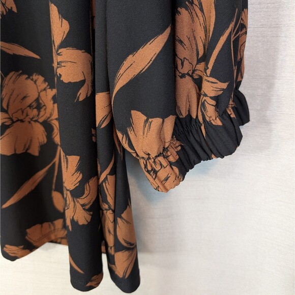 Halogen Womens Size XL Black Brown Floral Knit Top Career Whimsygoth Boho Autumn - Picture 11 of 15